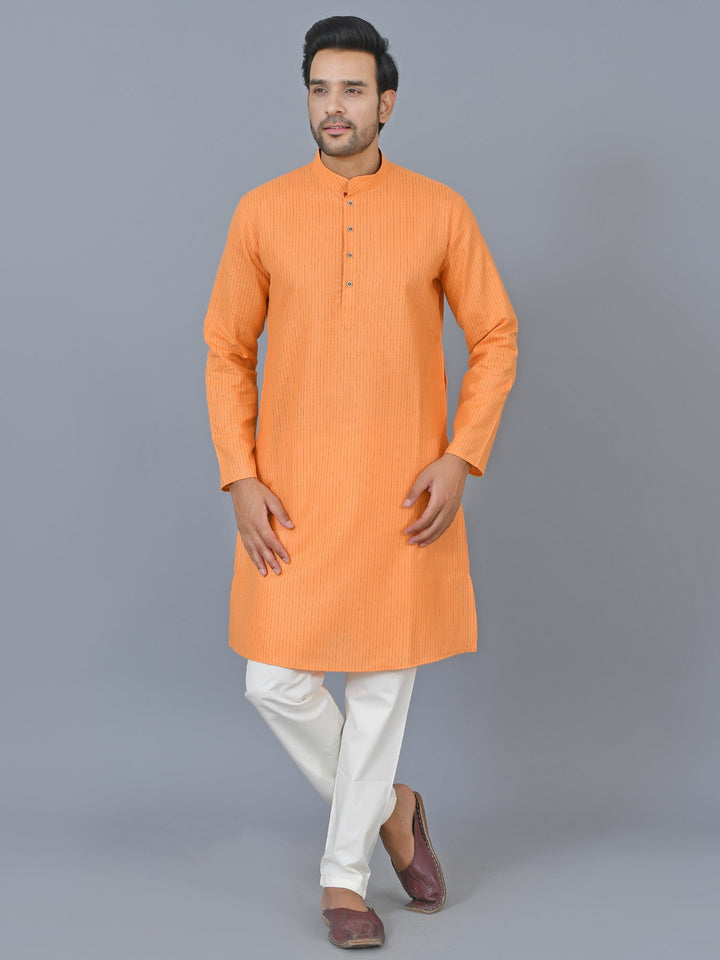 Textured Orange Kurta Set
