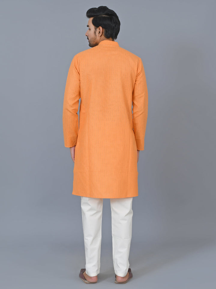 Textured Orange Kurta Set