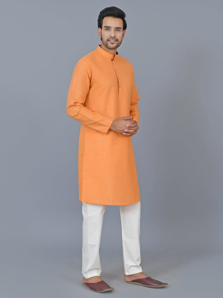 Textured Orange Kurta Set