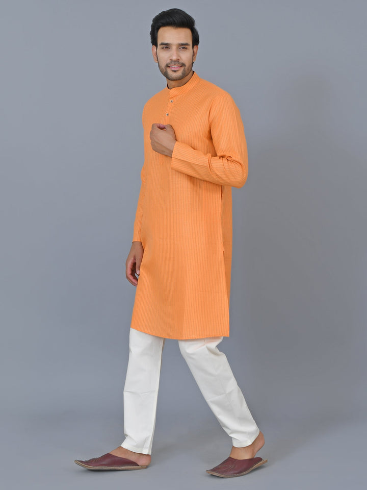 Textured Orange Kurta Set