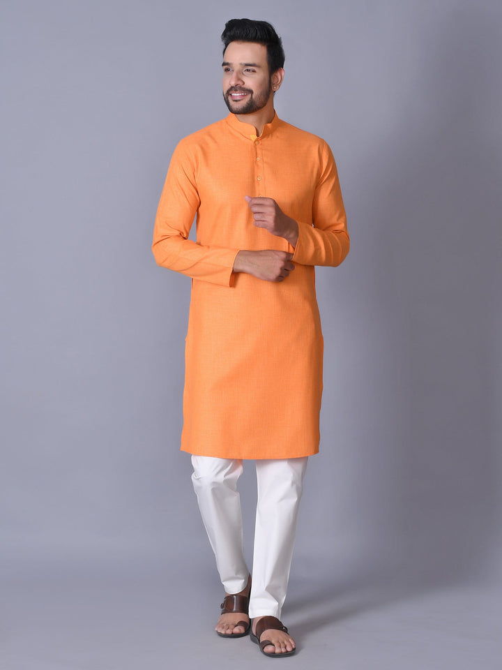 Textured Orange Kurta Set