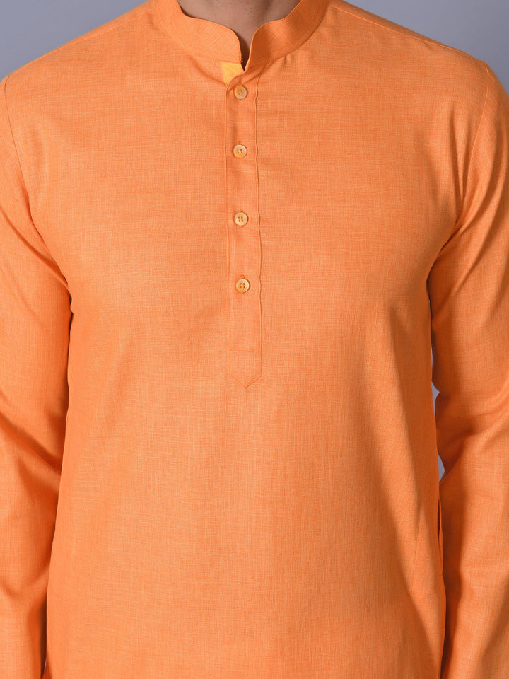 Textured Orange Kurta Set