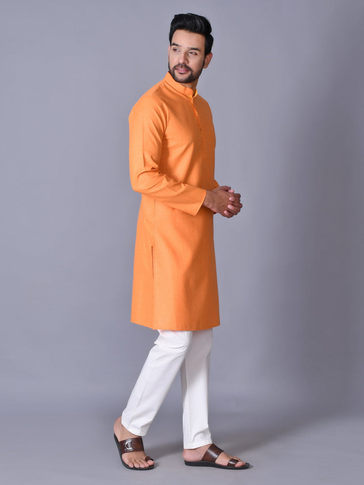 Textured Orange Kurta Set