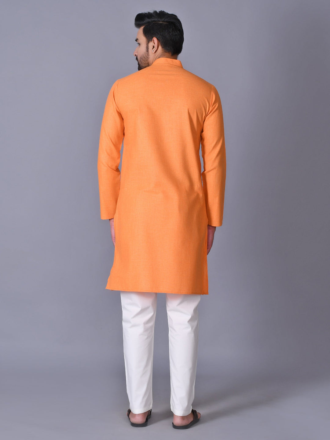 Textured Orange Kurta Set