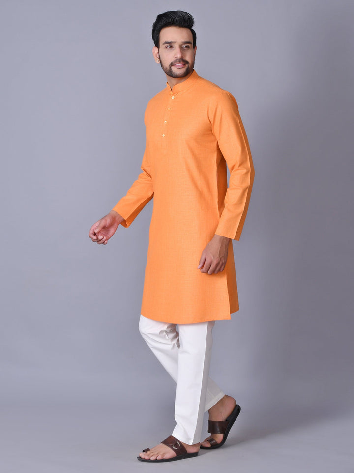 Textured Orange Kurta Set