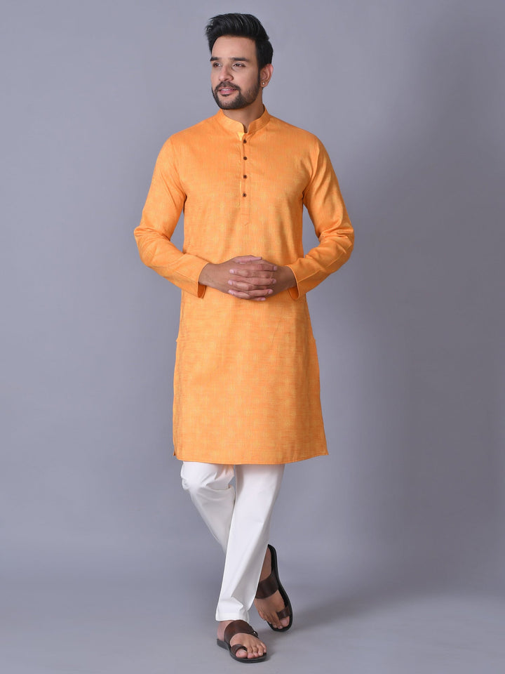 Textured Orange Kurta Set