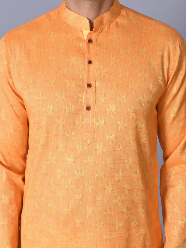 Textured Orange Kurta Set