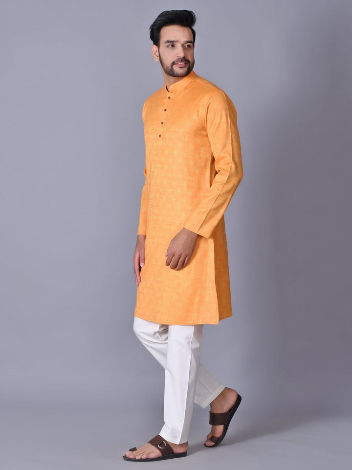 Textured Orange Kurta Set