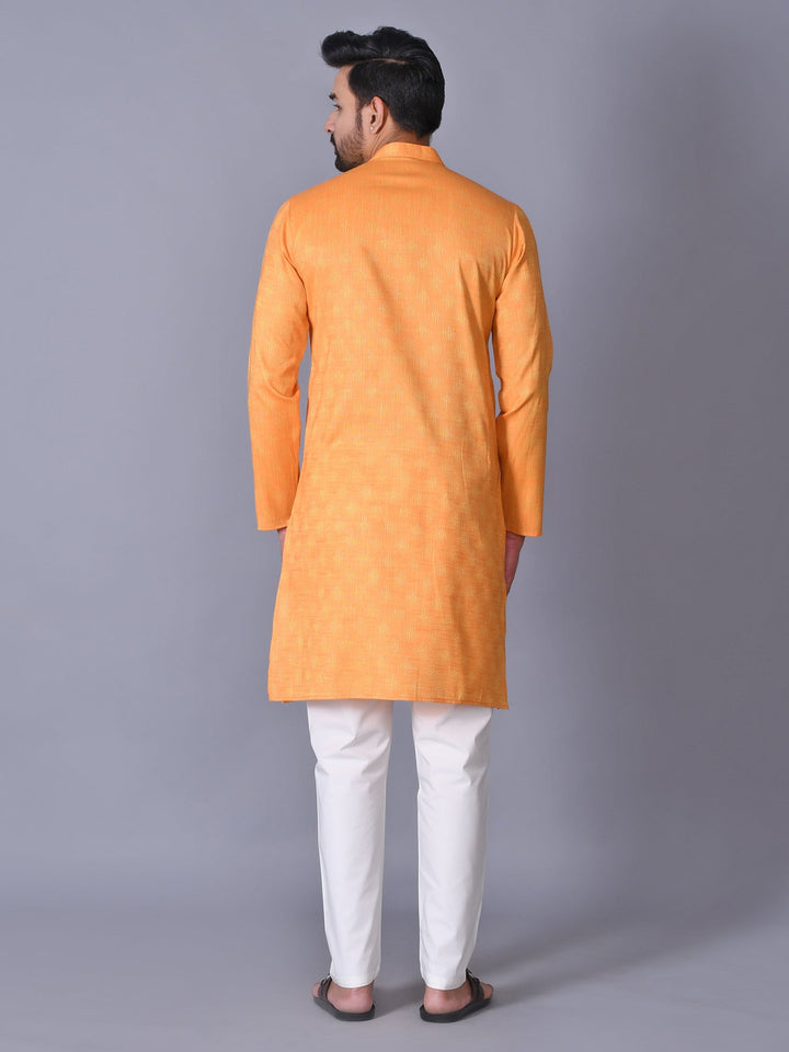 Textured Orange Kurta Set