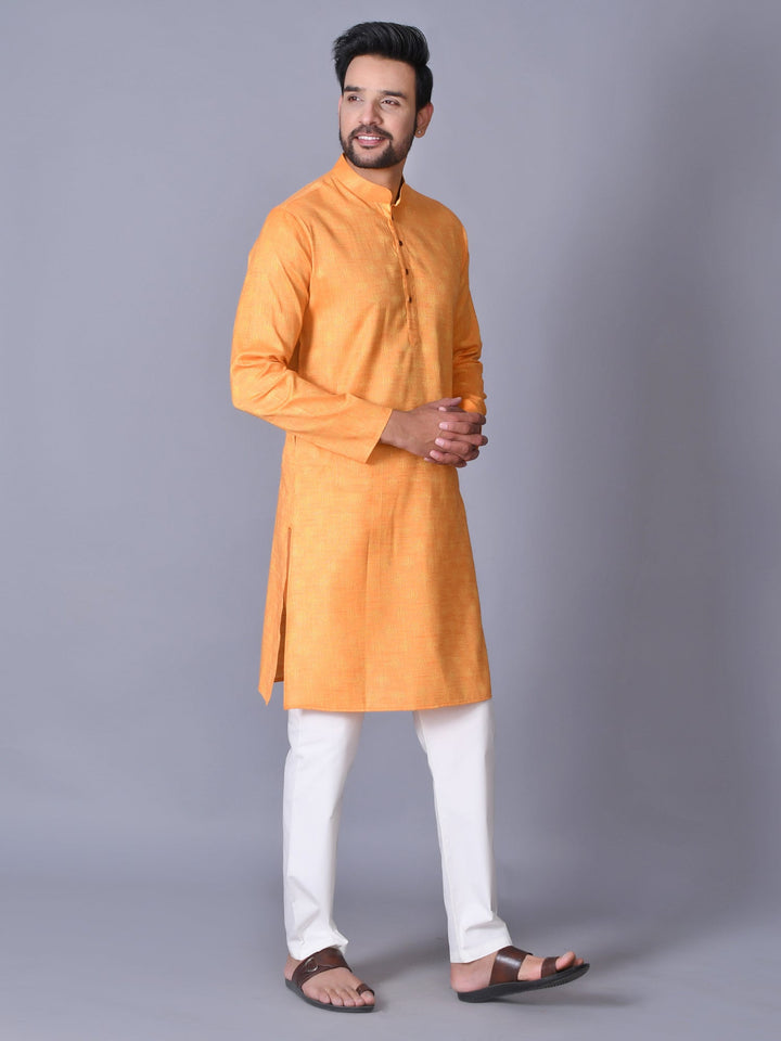 Textured Orange Kurta Set