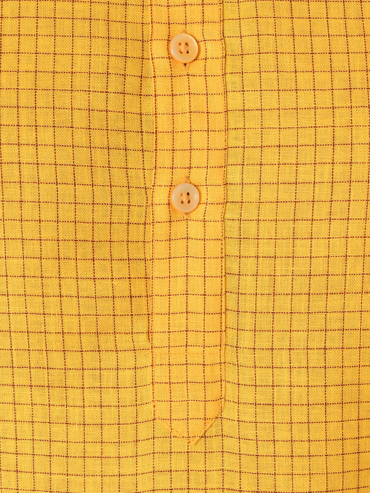 Checked Yellow Kurta Set