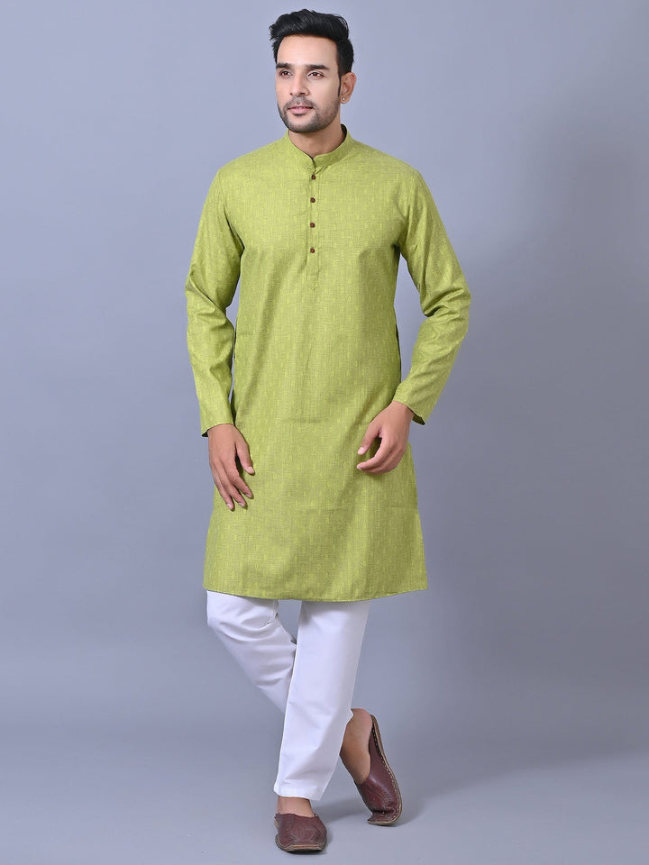 Self Design Green Kurta Set