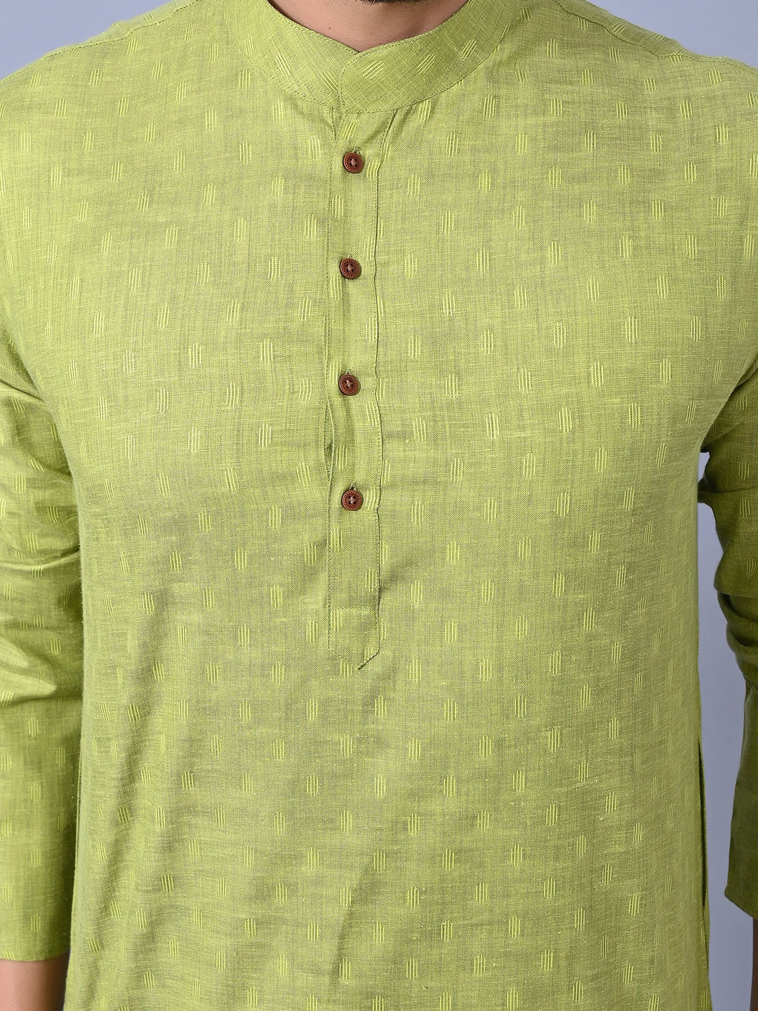 Self Design Green Kurta Set
