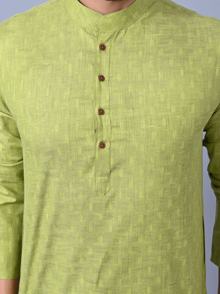 Self Design Green Kurta Set