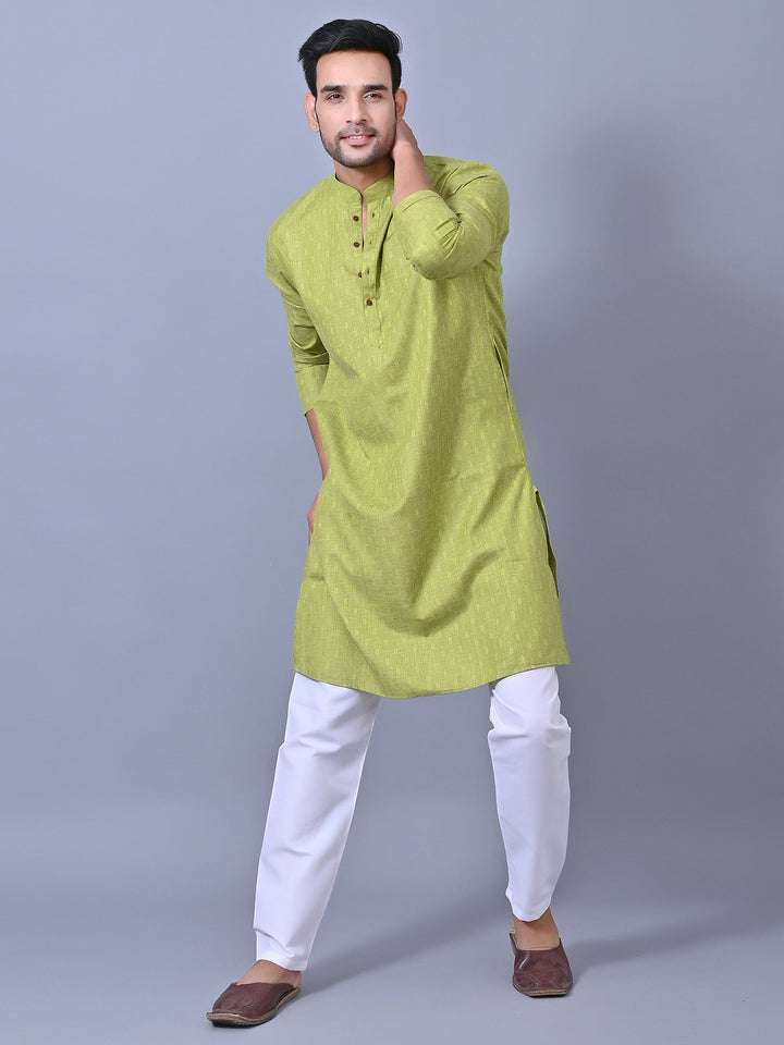 Self Design Green Kurta Set