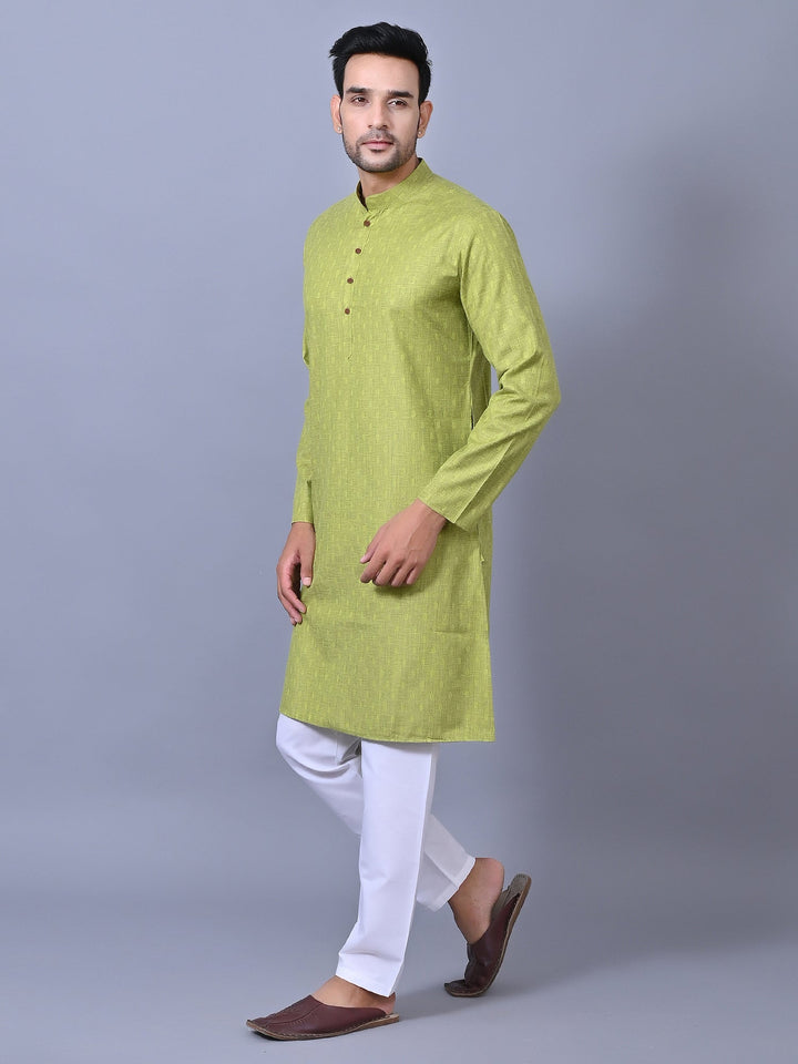 Self Design Green Kurta Set