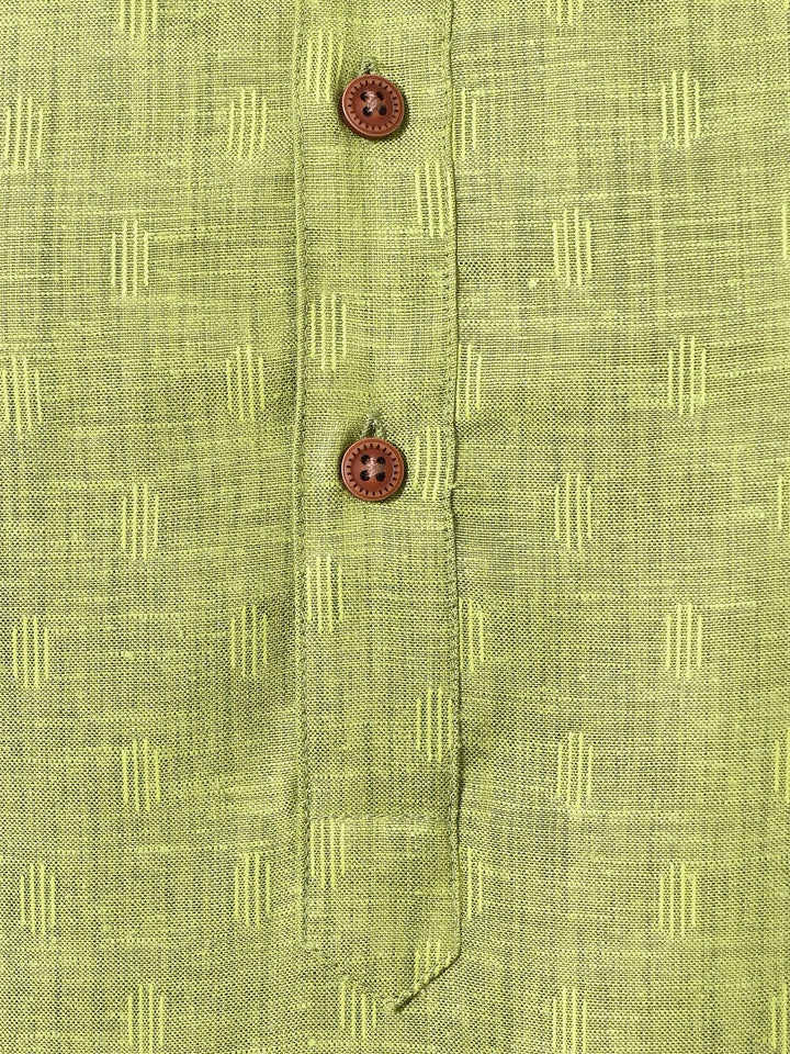 Self Design Green Kurta Set