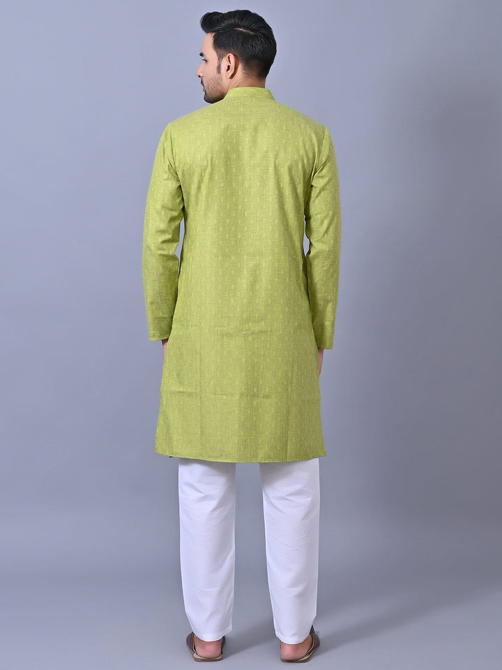 Self Design Green Kurta Set