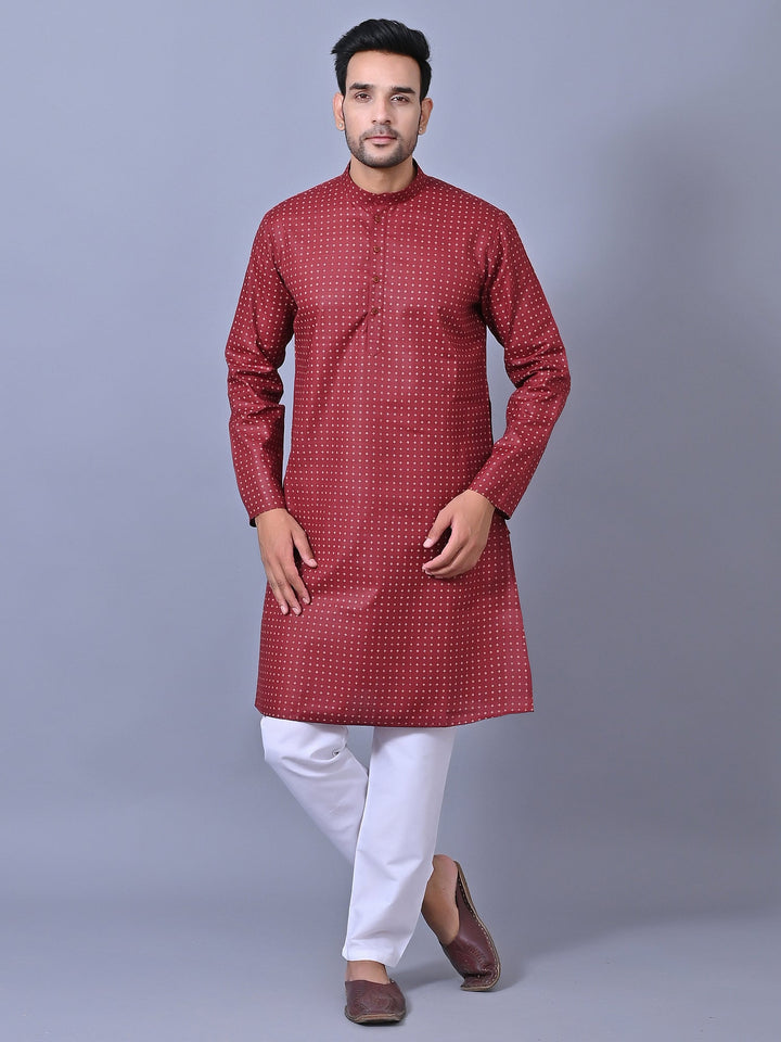 Printed Maroon Kurta Set