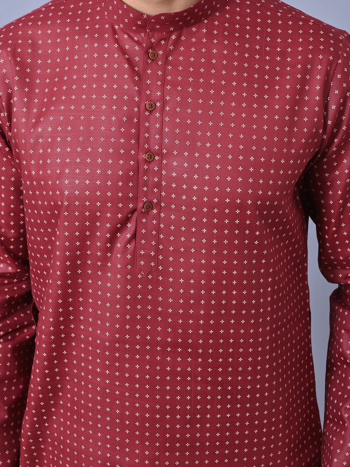 Printed Maroon Kurta Set