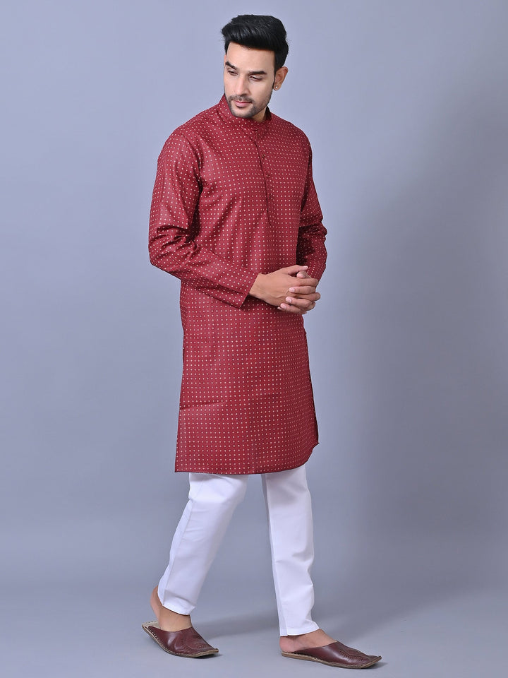 Printed Maroon Kurta Set