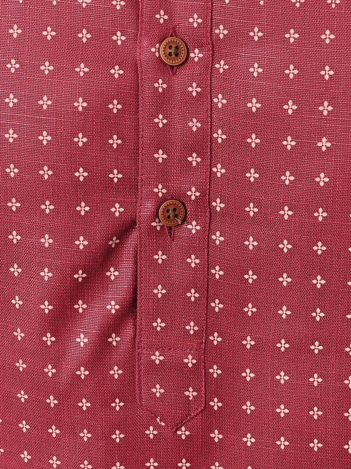 Printed Maroon Kurta Set