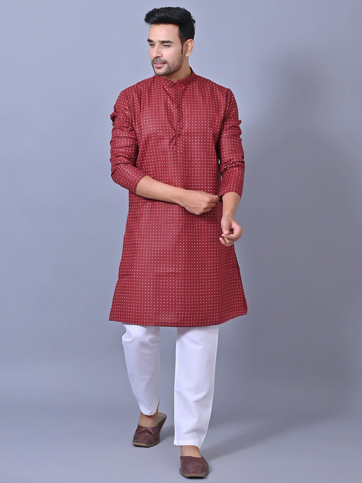 Printed Maroon Kurta Set