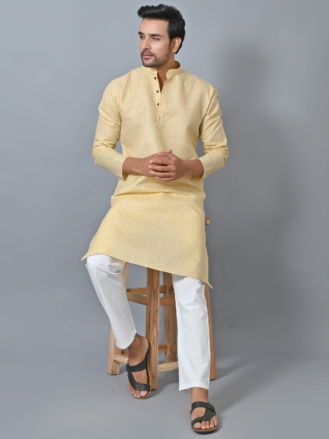 Printed Yellow Kurta Set