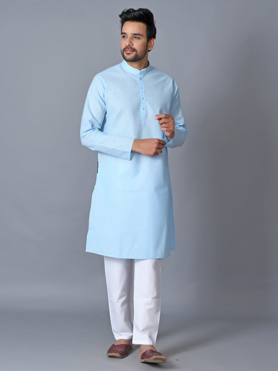 Textured Blue Kurta Set