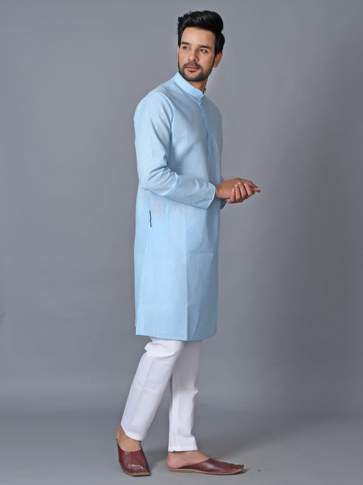 Textured Blue Kurta Set