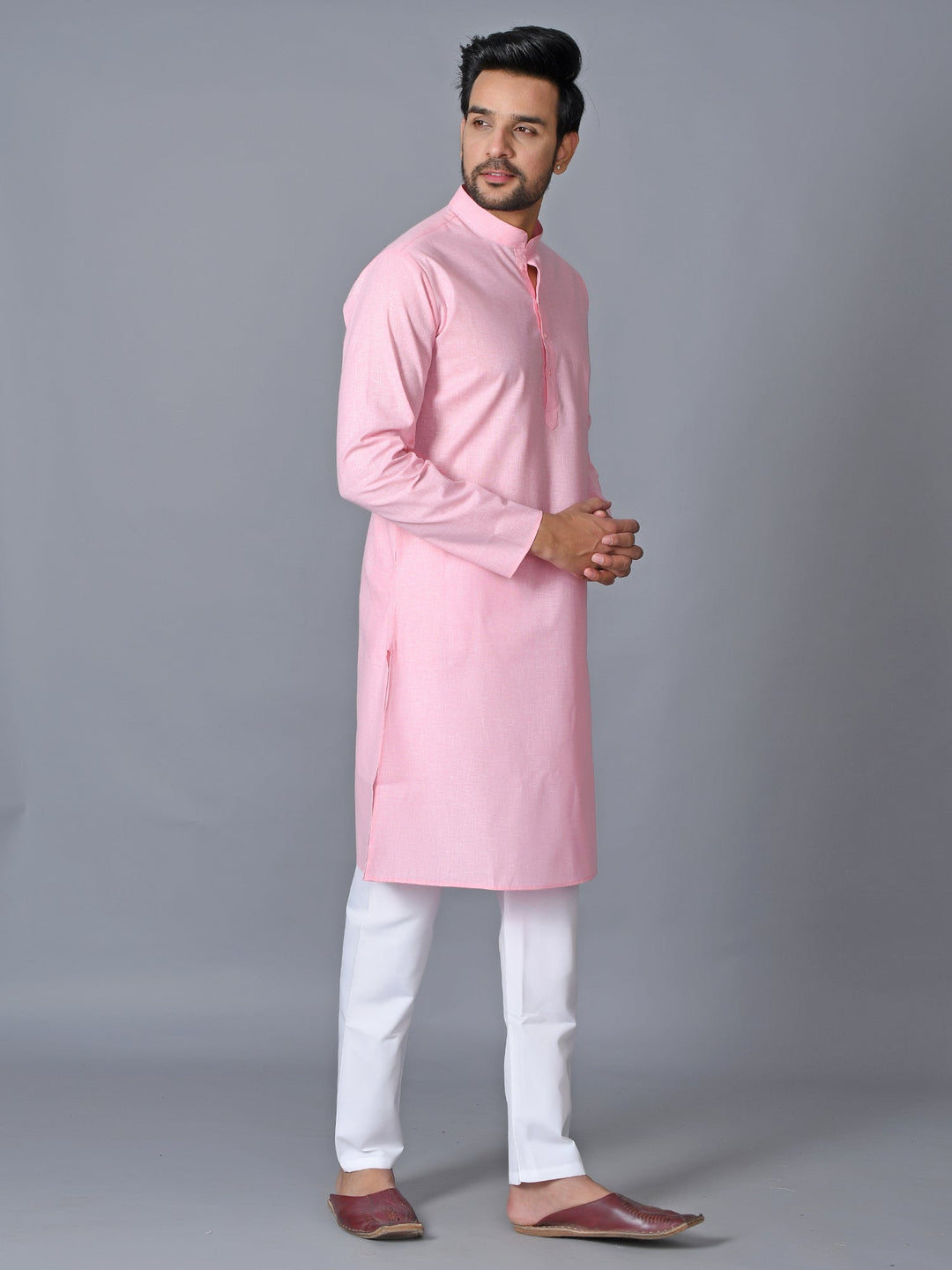 Textured Pink Kurta Set