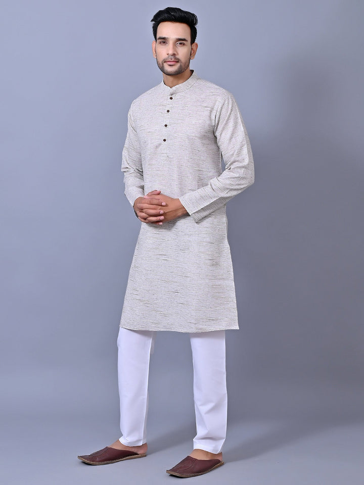 Self Design Grey Kurta Set
