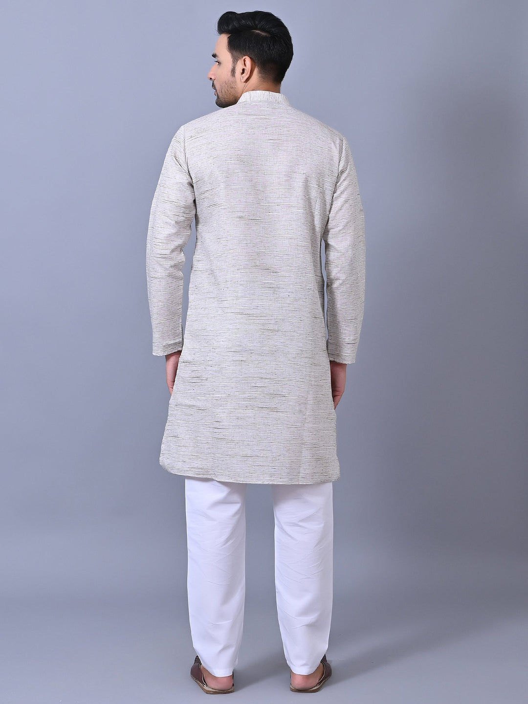 Self Design Grey Kurta Set