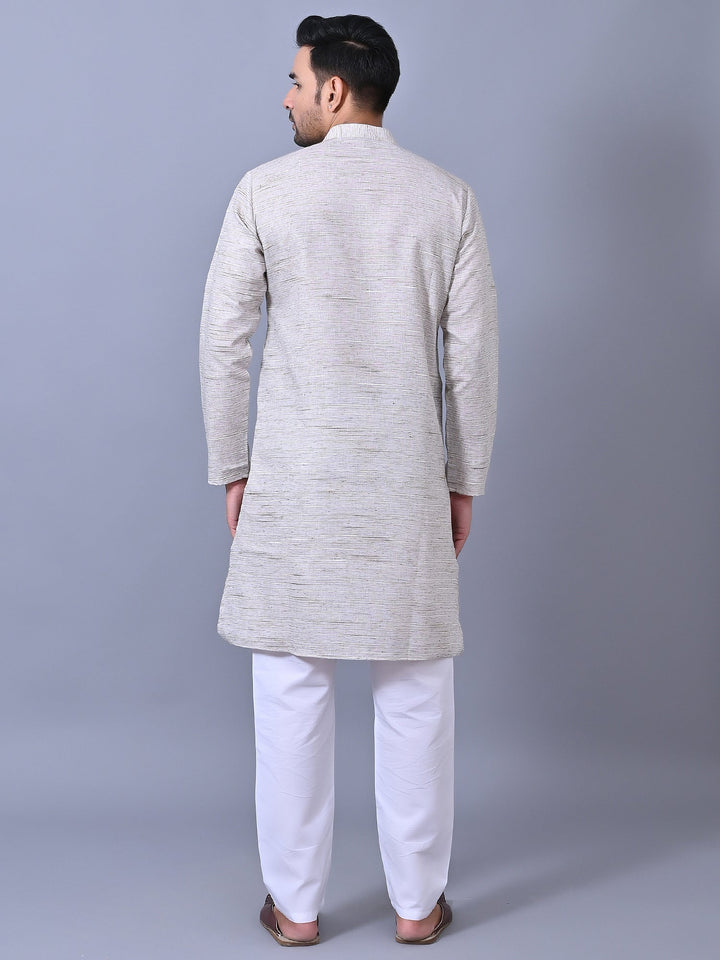 Self Design Grey Kurta Set