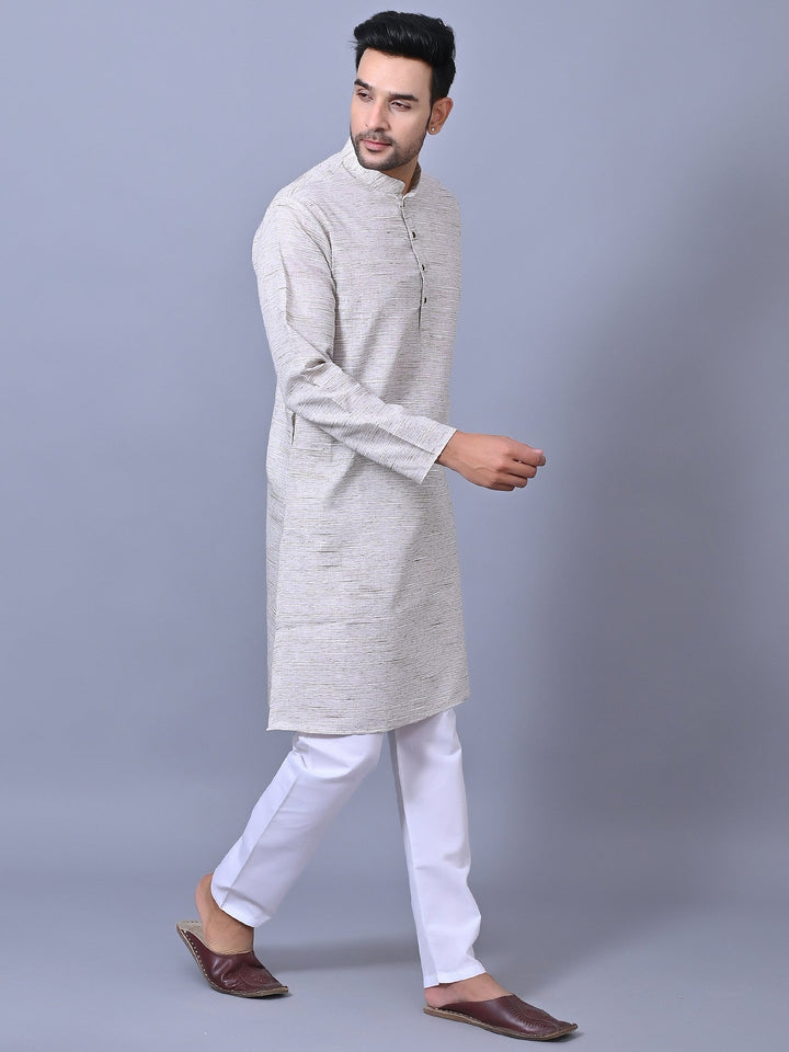 Self Design Grey Kurta Set