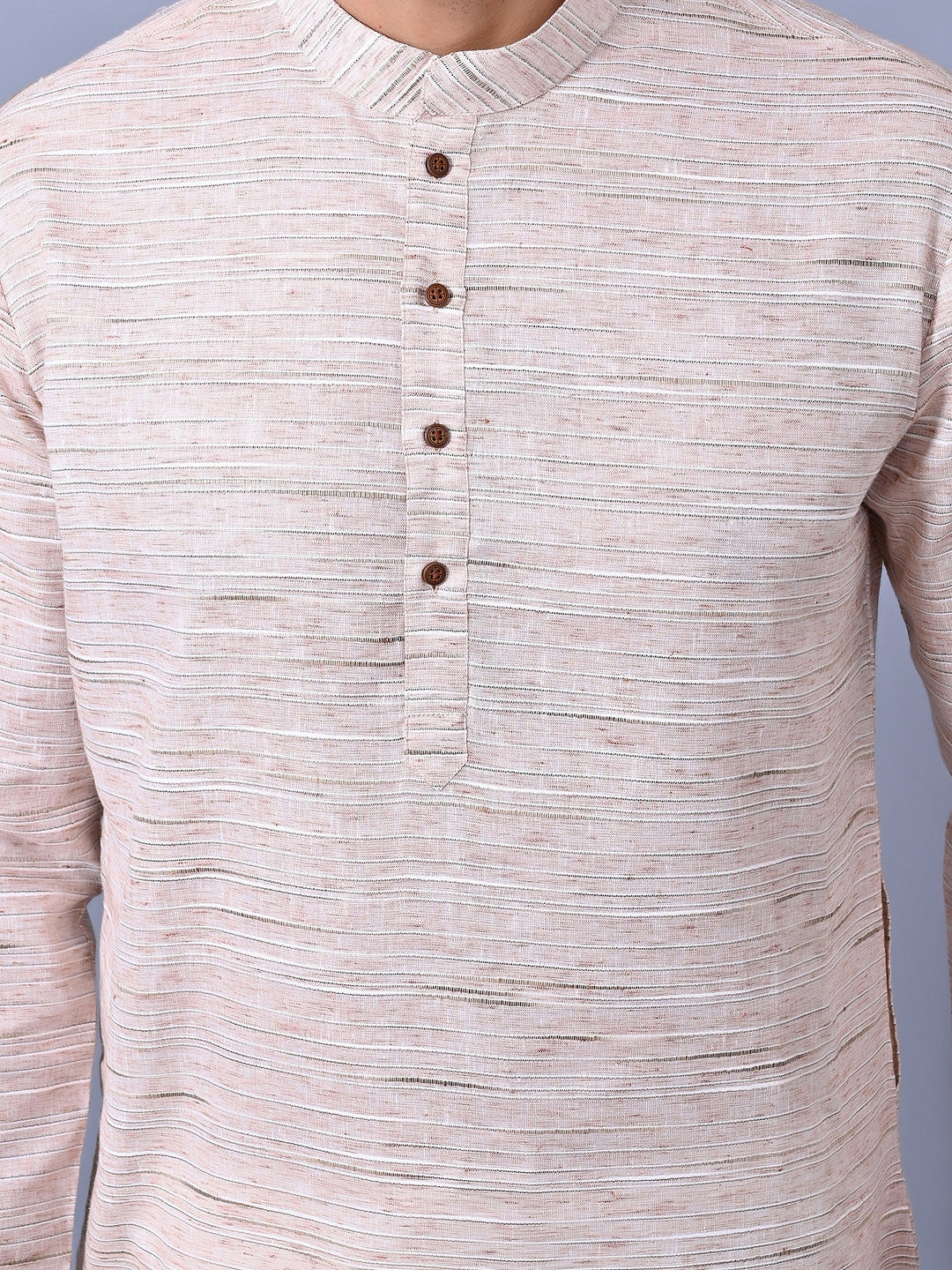 Self Design Peach Kurta Set