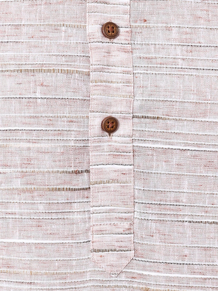 Self Design Peach Kurta Set