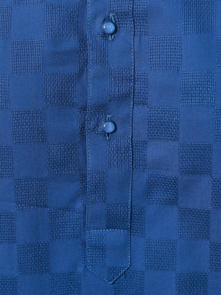 Woven Design Blue Kurta Set