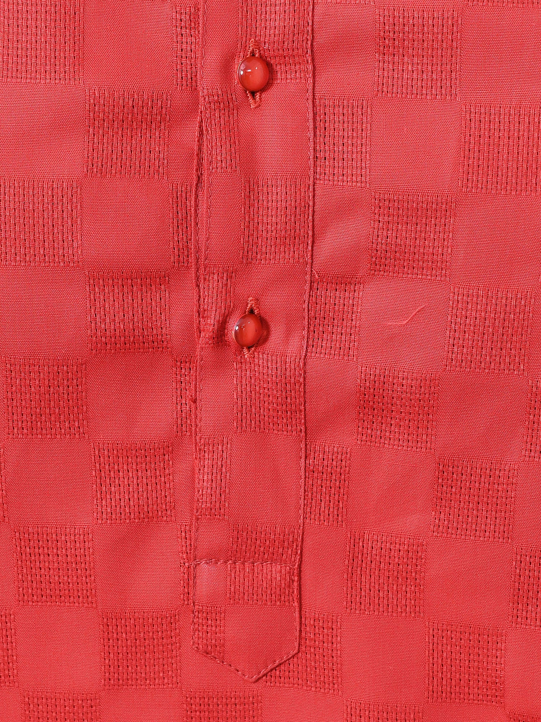 Woven Design Red Kurta Set