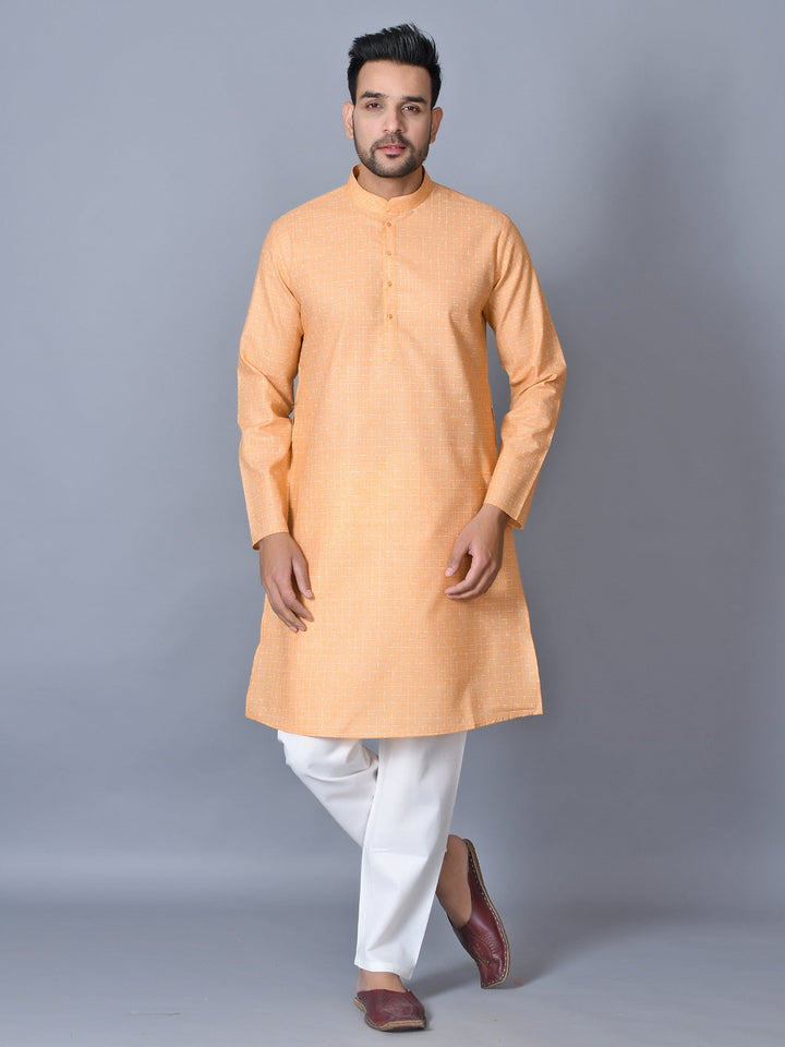Textured Orange Kurta Set