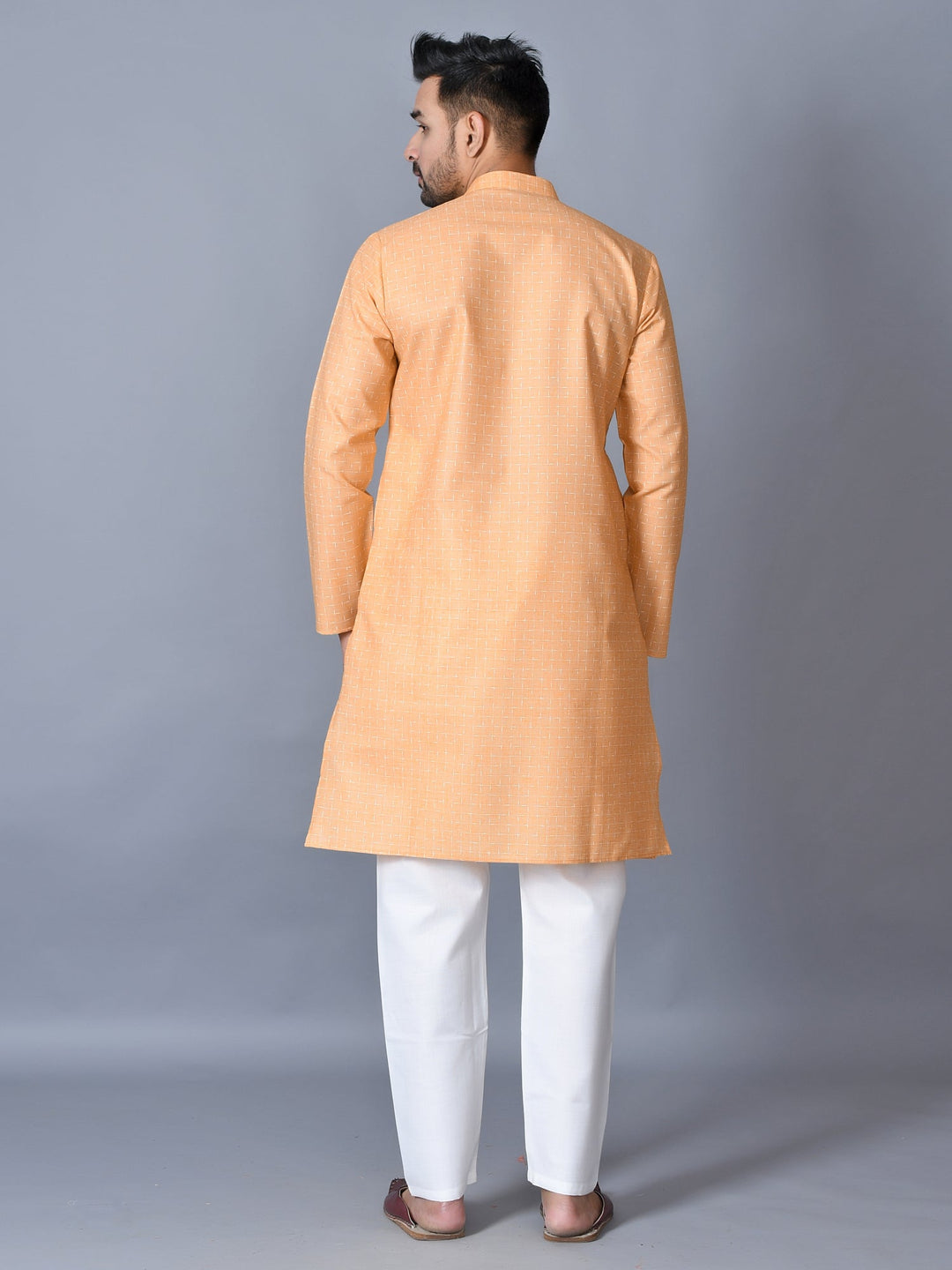 Textured Orange Kurta Set