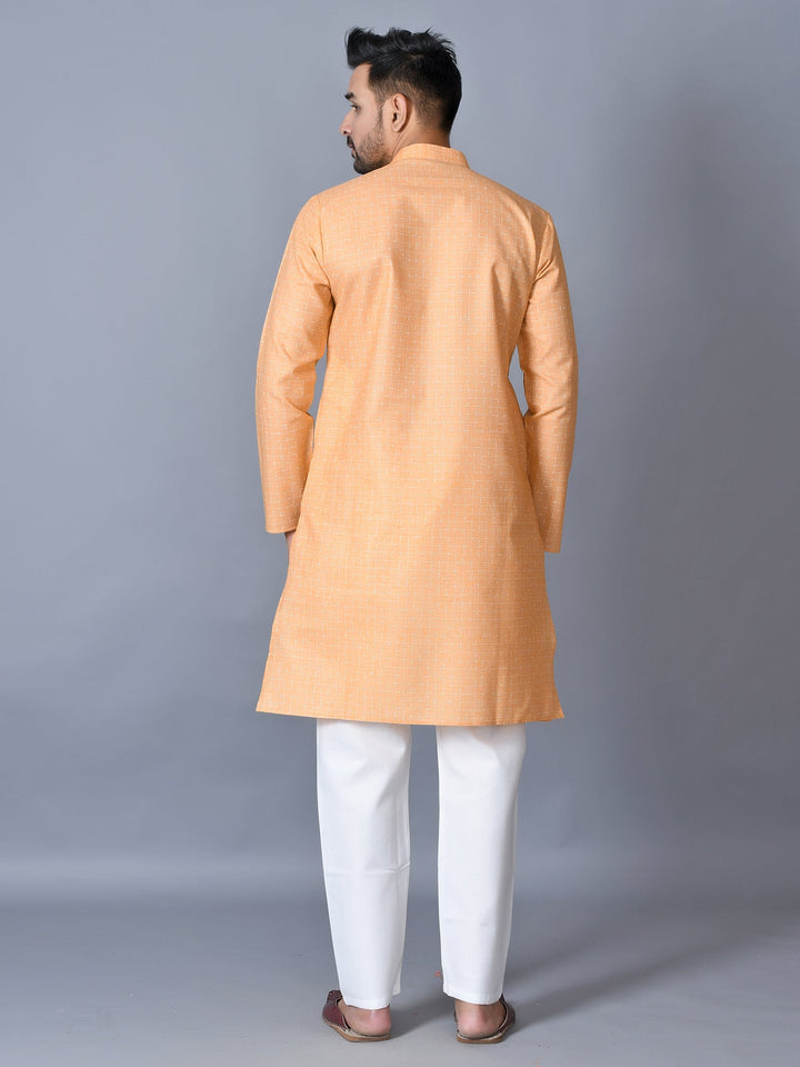 Textured Orange Kurta Set