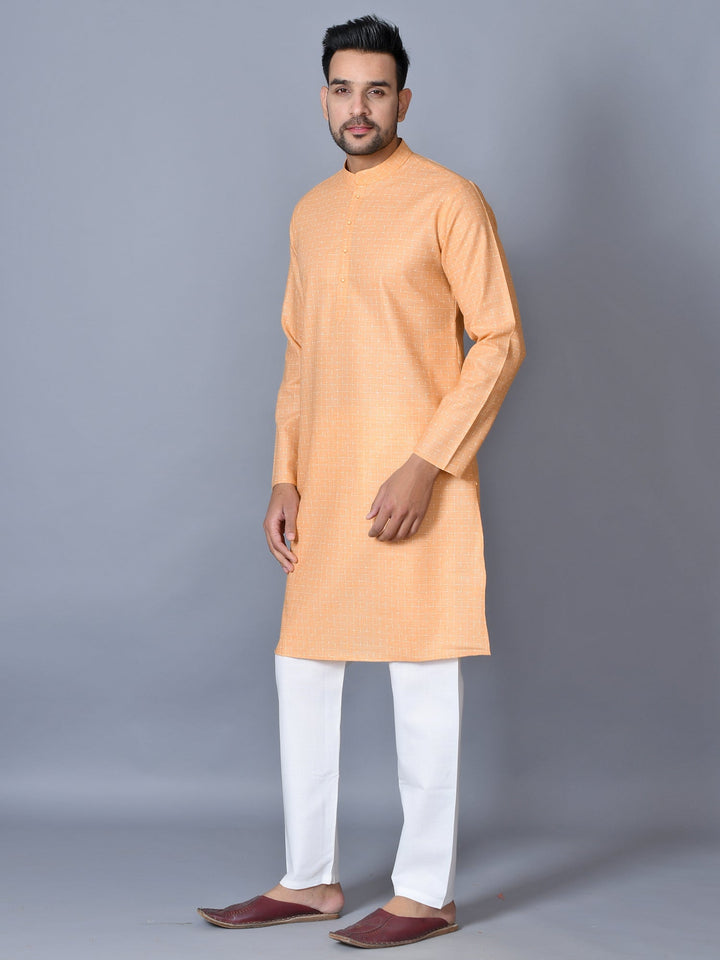 Textured Orange Kurta Set