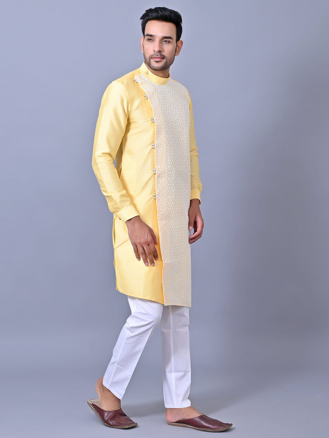 Embroidered Yellow Kurta Set