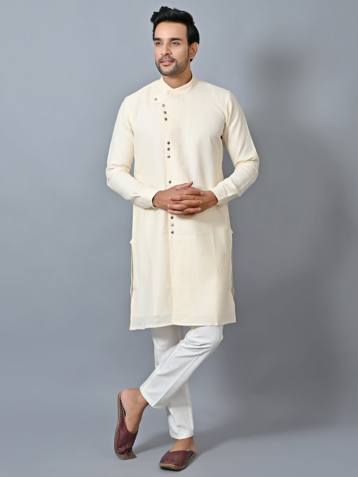 Solid Cream Kurta Set