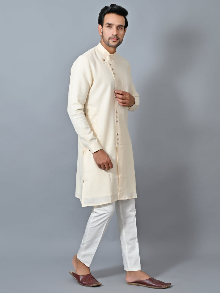 Solid Cream Kurta Set