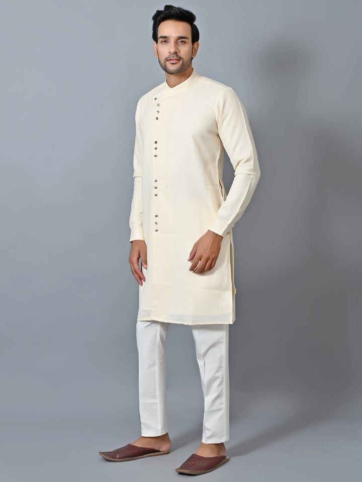 Solid Cream Kurta Set