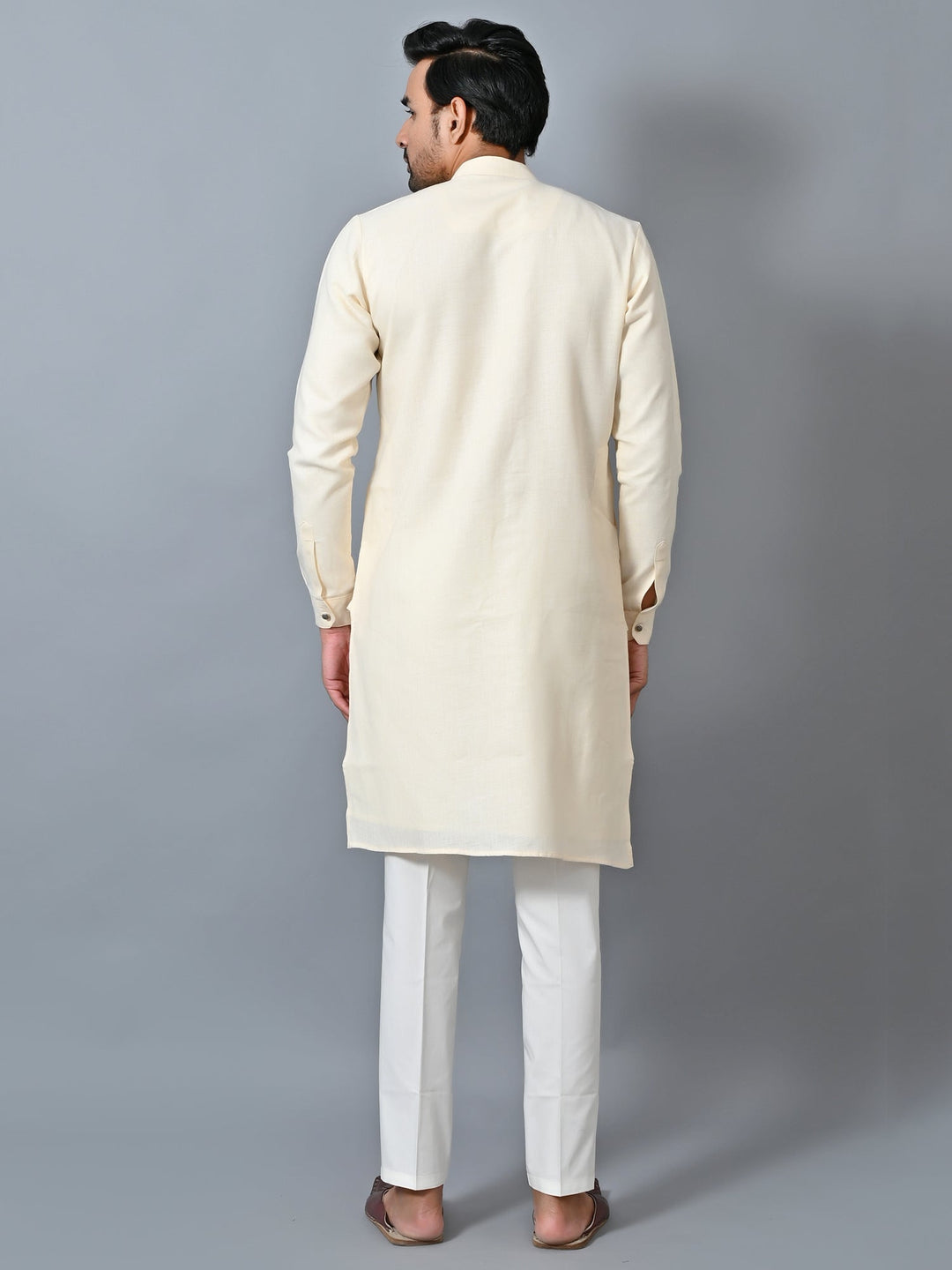 Solid Cream Kurta Set