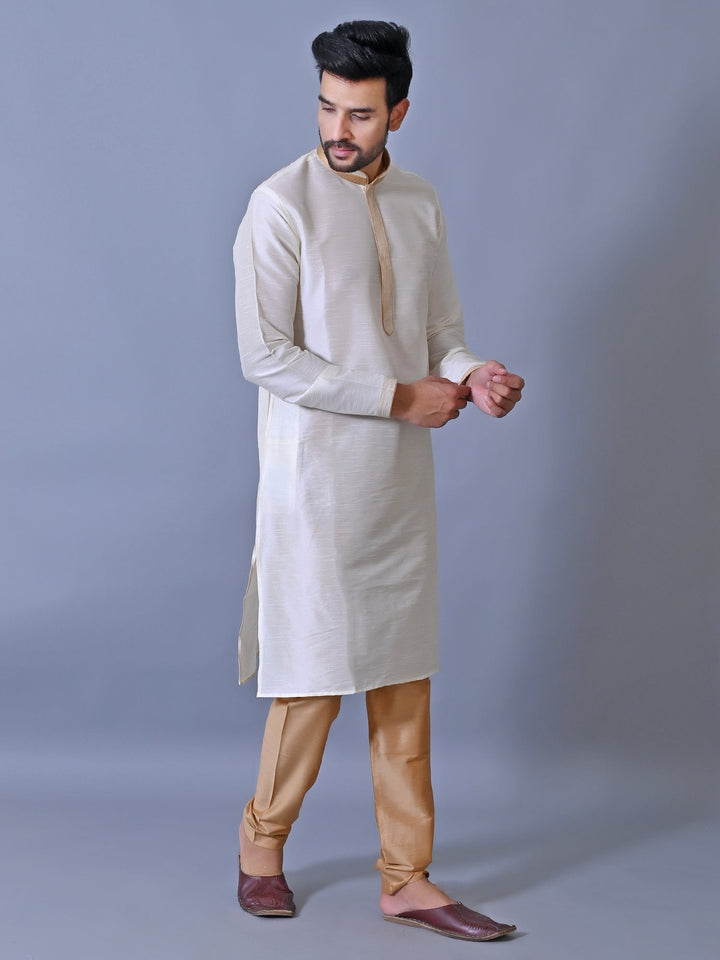 Textured Cream Kurta Set