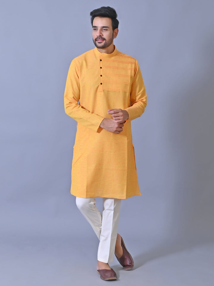 Textured Orange Kurta Set
